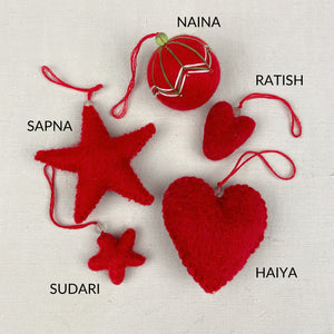 HAIYA Beaded Felt Heart Christmas New Baby Decor