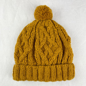 AJAY Unisex Cosy Cable Knit Wool Bobble Hat