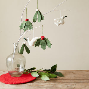 LISSO 100% Wool Felt Mistletoe Christmas Decor