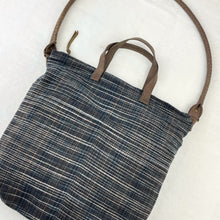 OMA Woven Cotton Leather Double Handle Handbag